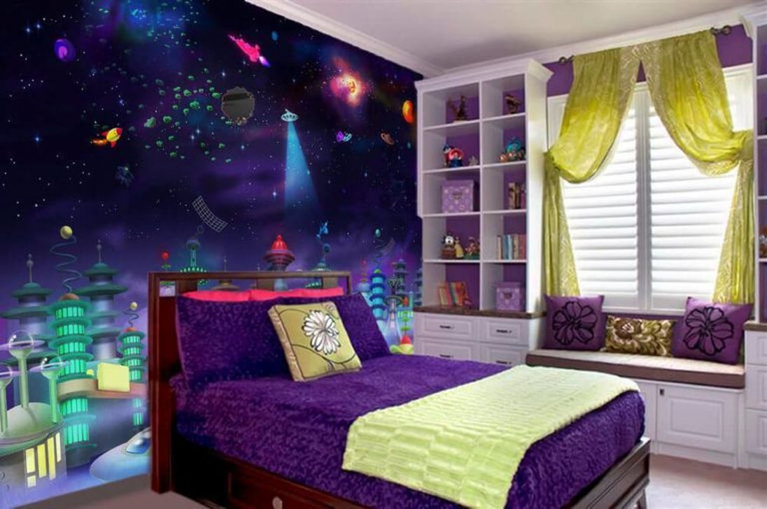 galaxy bedroom wall decor ideas