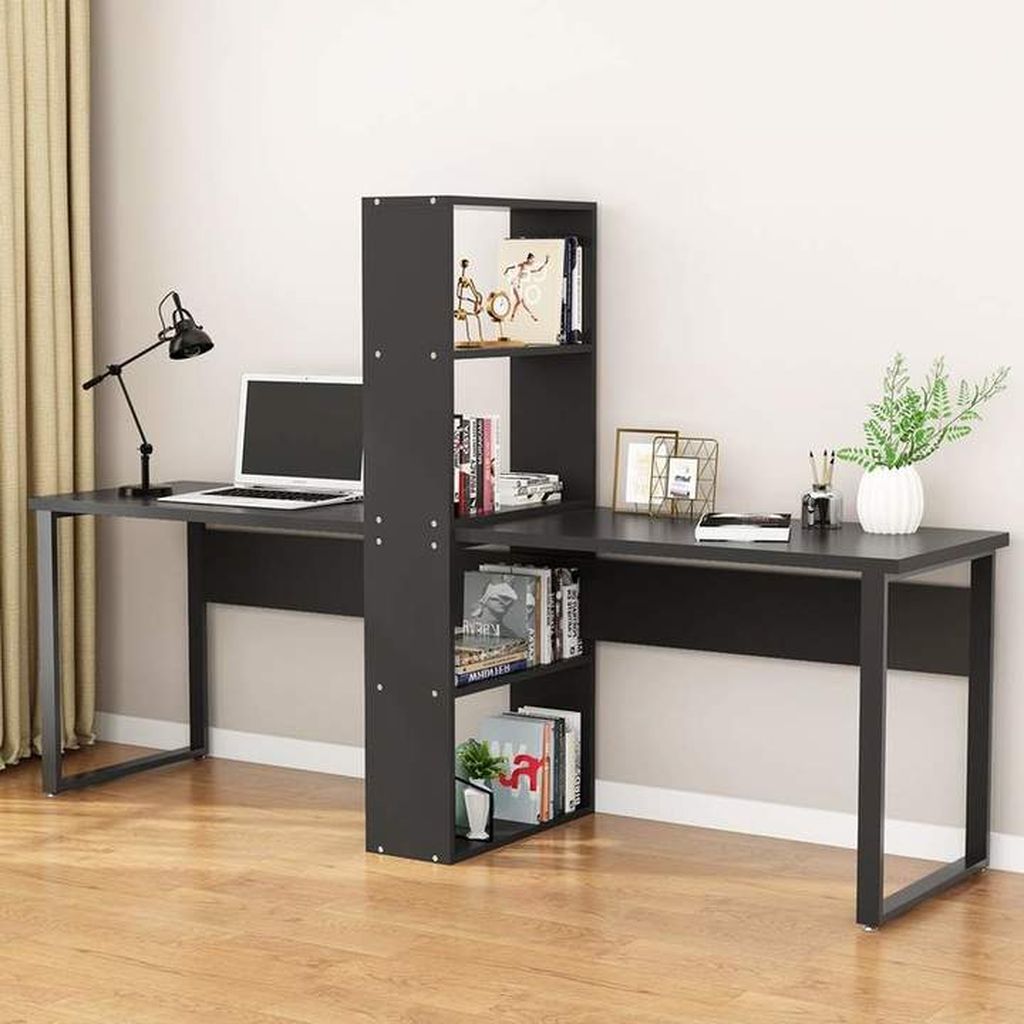 30 Inspiring Double Desk Home Office Design Ideas - MAGZHOUSE