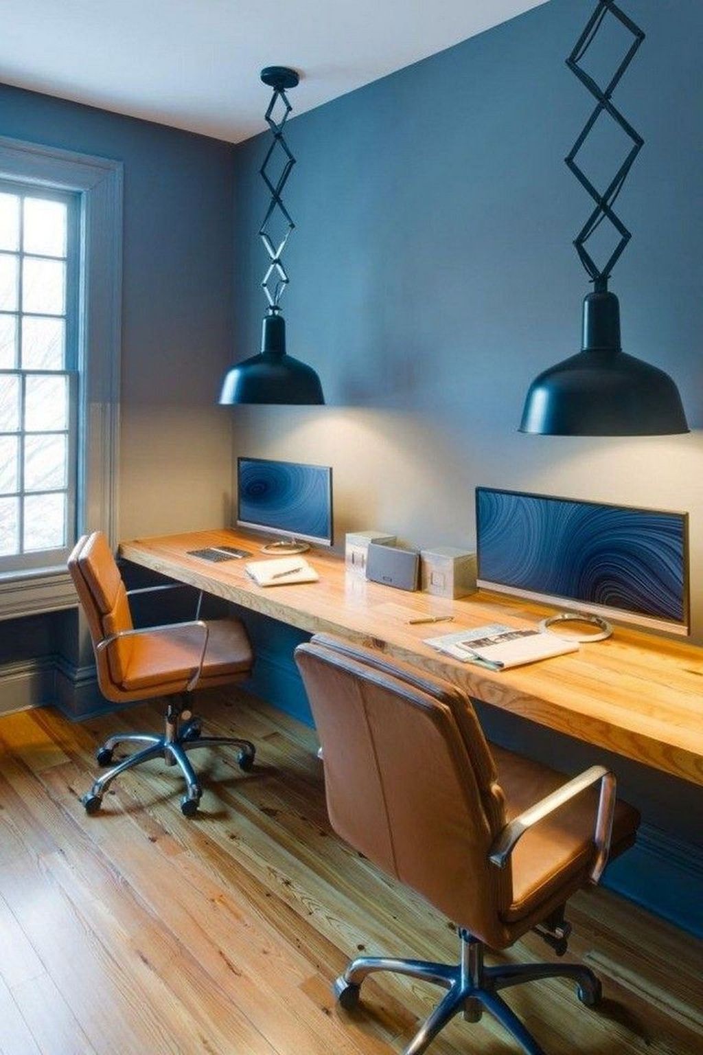 Inspiring Double Desk Home Office Design Ideas 21 - MAGZHOUSE