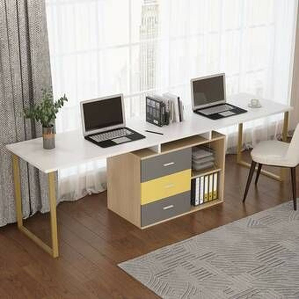 Inspiring Double Desk Home Office Design Ideas 24