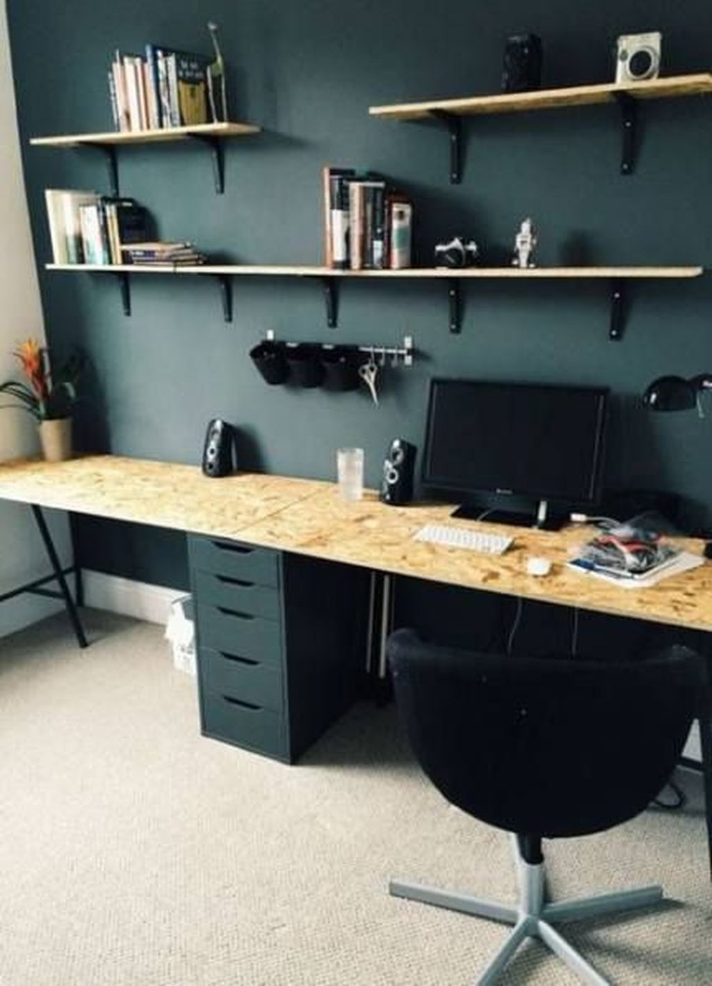30 Inspiring Double Desk Home Office Design Ideas - MAGZHOUSE