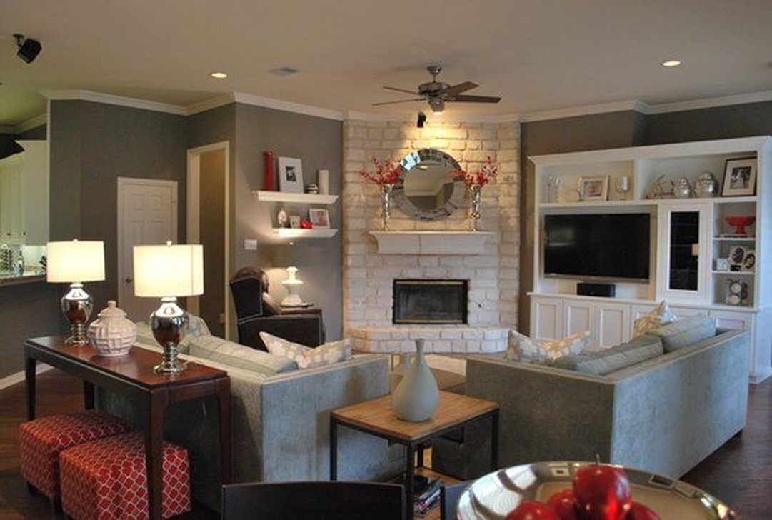 39 Stunning Corner Fireplace Design For Living Room - MAGZHOUSE