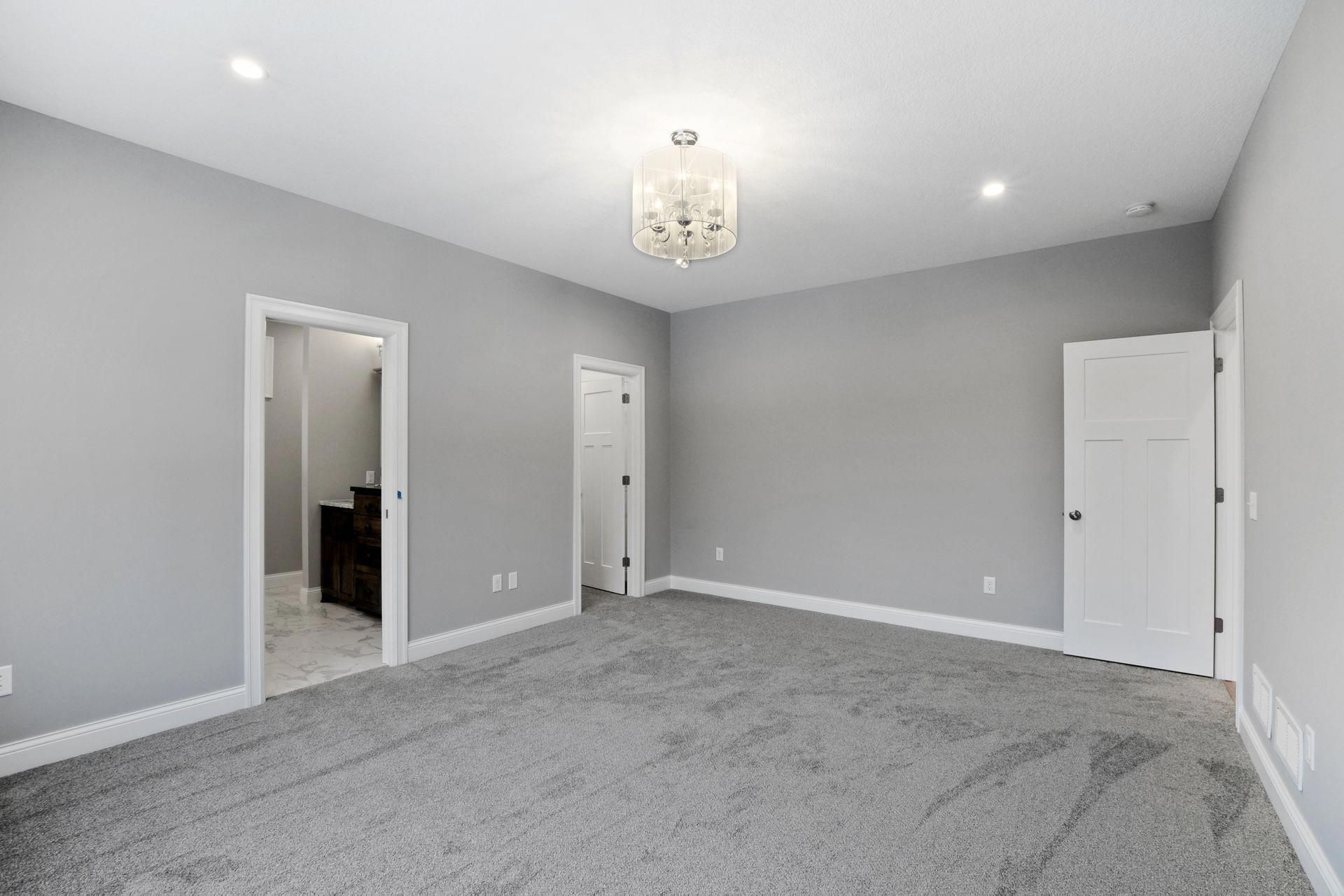 grey walls and carpet living room