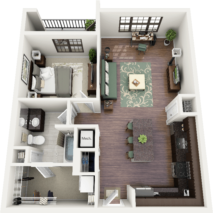1 Bedroom Apartment Floor Plans