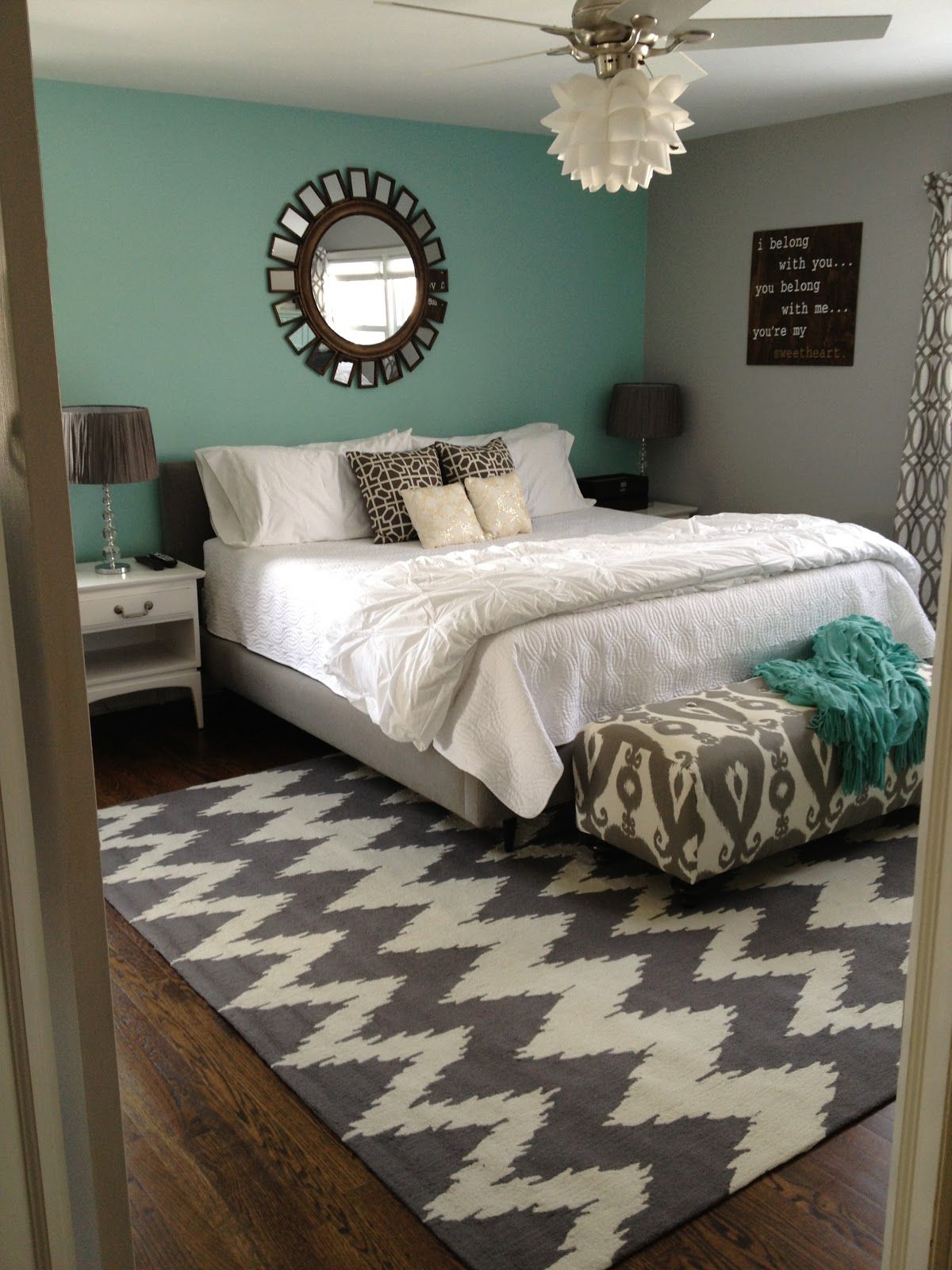 Teal And Grey Bedroom