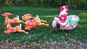 Vintage Santa And Reindeer Outdoor Decoration