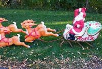 Plastic Santa Sleigh And Reindeer Outdoor Decoration