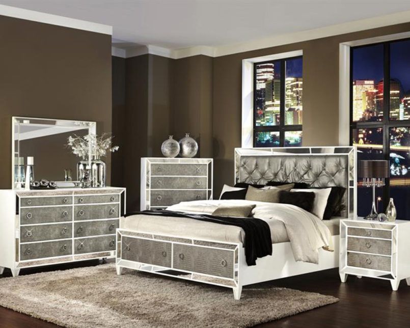 deco white glass bedroom furniture