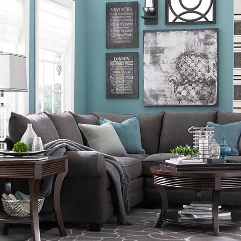Grey And Teal Living Room
