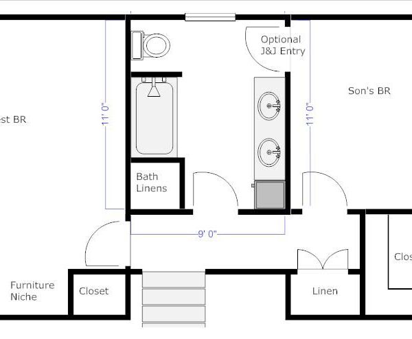 Jack And Jill Bathroom Plans