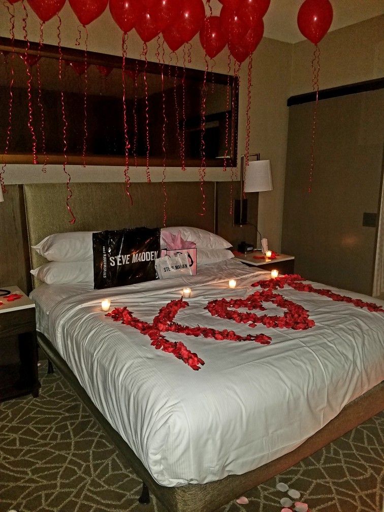 Decorated Hotel Room For Valentine's Day