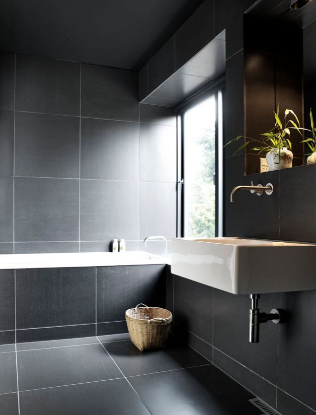 20 Dark Tile Bathroom Magzhouse, Black Tiles In Bathroom Ideas