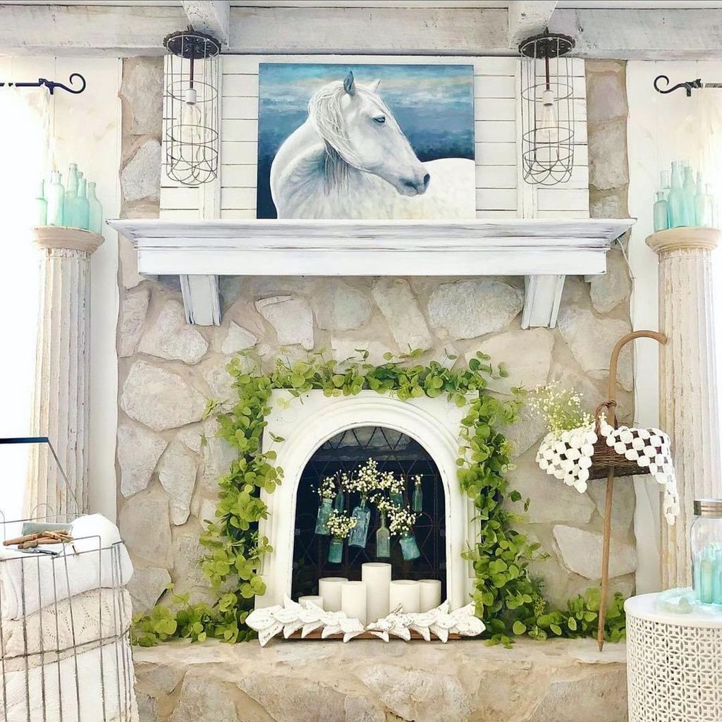 Fresh and Floral Spring Mantel Decor